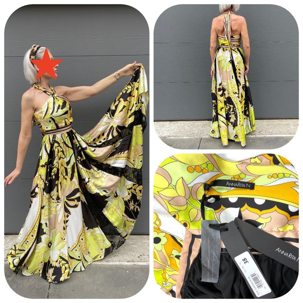 NWT ANNARITA N Made in Italy Long V-strap dress